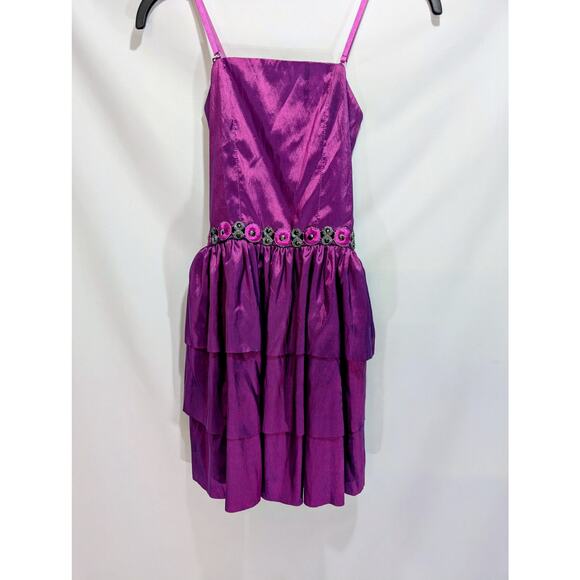 Stella M’Lia Purple Tiered Ruffle Party Dress Girls OS (Fits Like 10/12) NWT - Picture 1 of 6